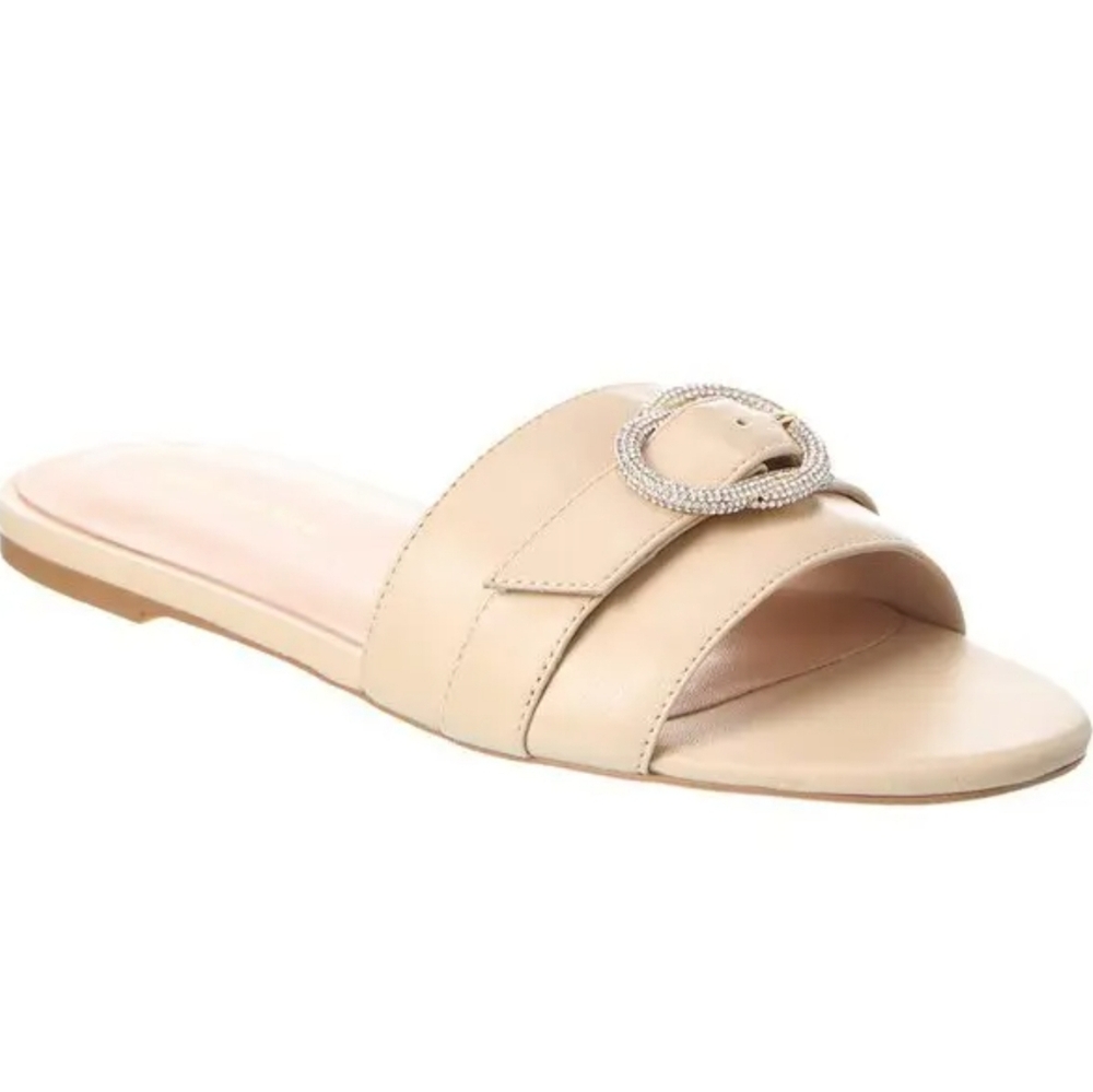 Stuart Weitzman Cream Sandals with Silver Buckle